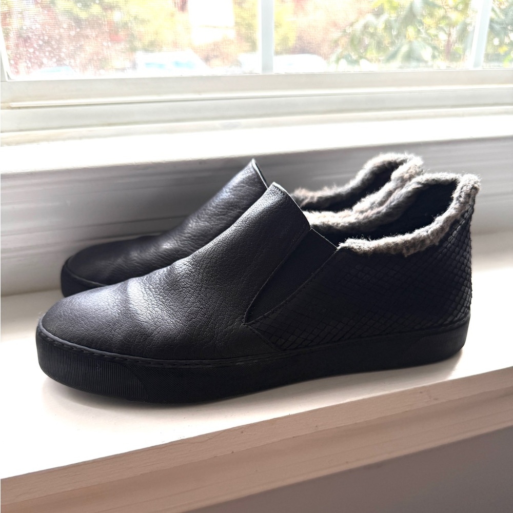 Stuart Weitzman Black Textured Slip-On Sneakers